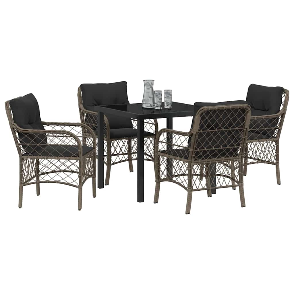 Garten Essgruppe mit Kissen 5 pcs Grau Poly-Rattan