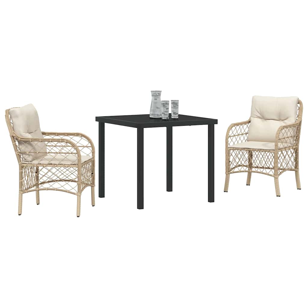 Garten Essgruppe mit Kissen 3 pcs Beige Poly-Rattan