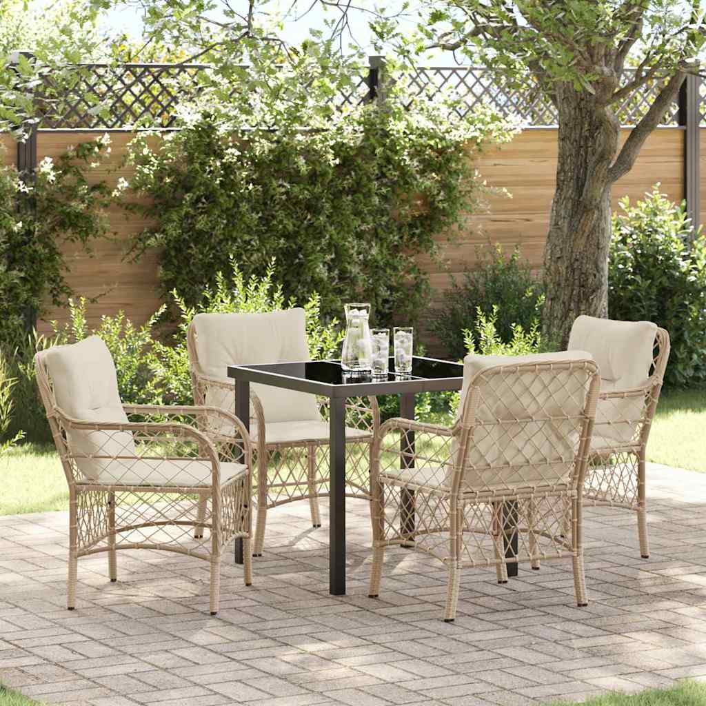 Garten Essgruppe mit Kissen 5 pcs Beige Poly-Rattan