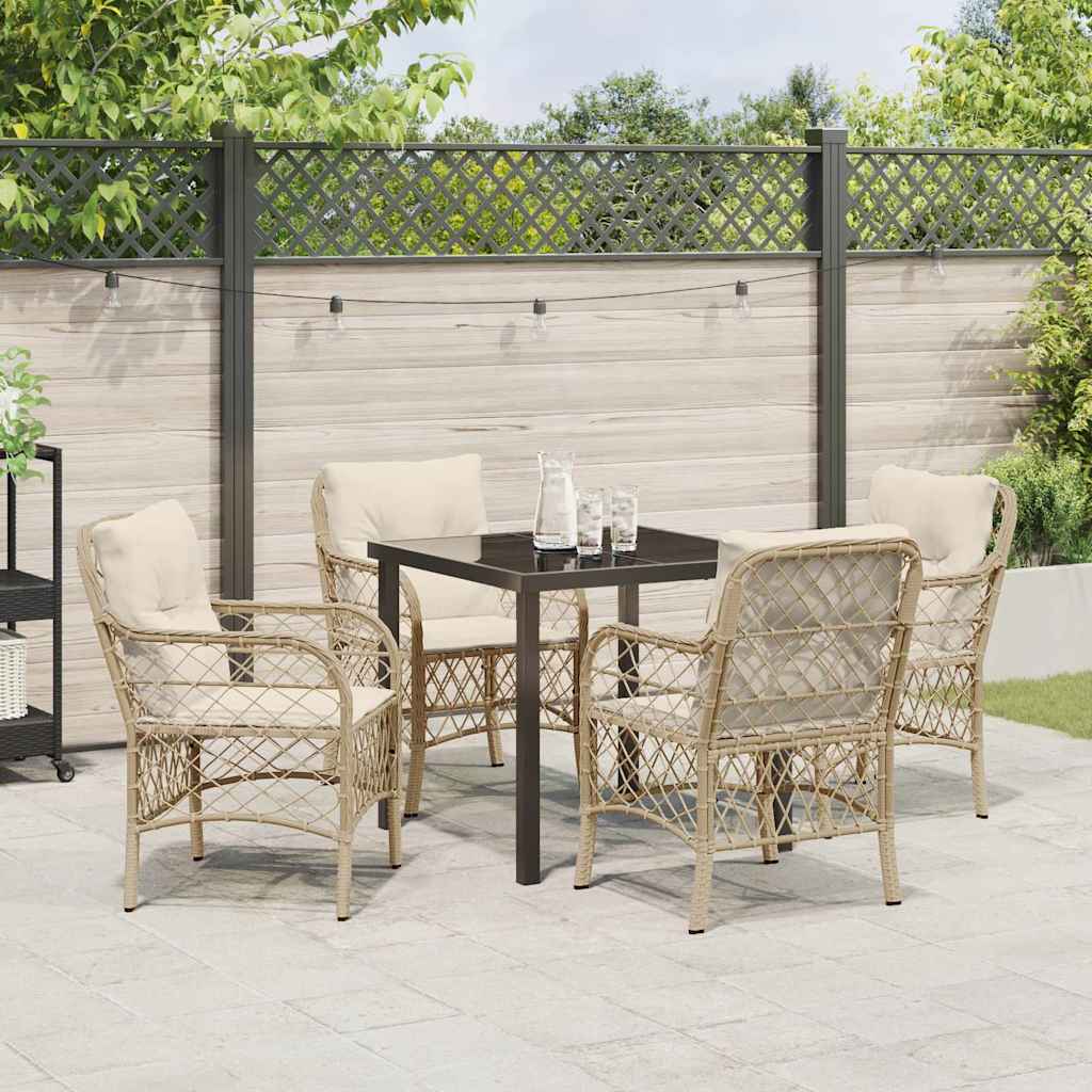 Garten Essgruppe mit Kissen 5 pcs Beige Poly-Rattan