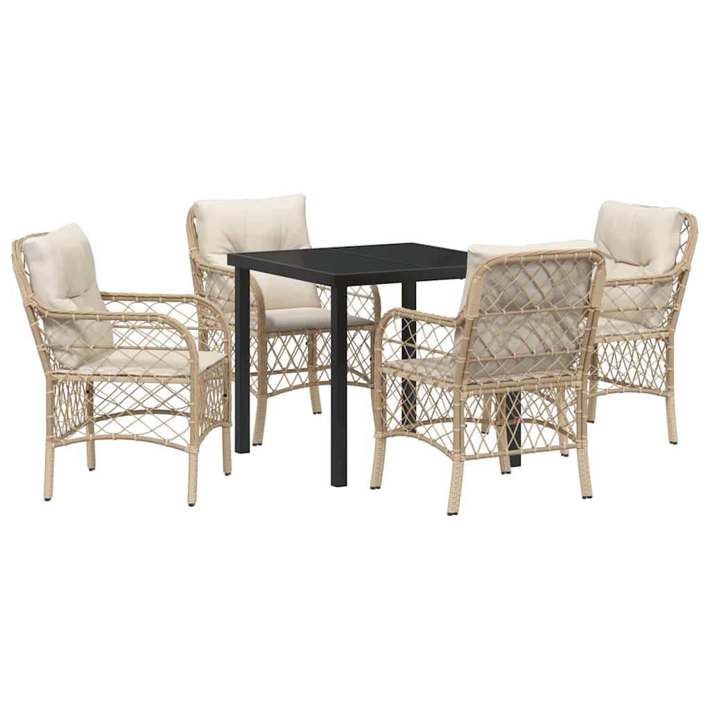 Garten Essgruppe mit Kissen 5 pcs Beige Poly-Rattan
