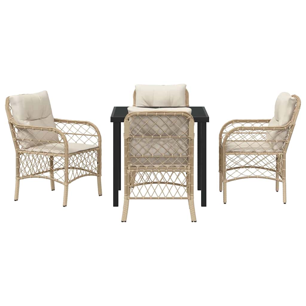 Garten Essgruppe mit Kissen 5 pcs Beige Poly-Rattan