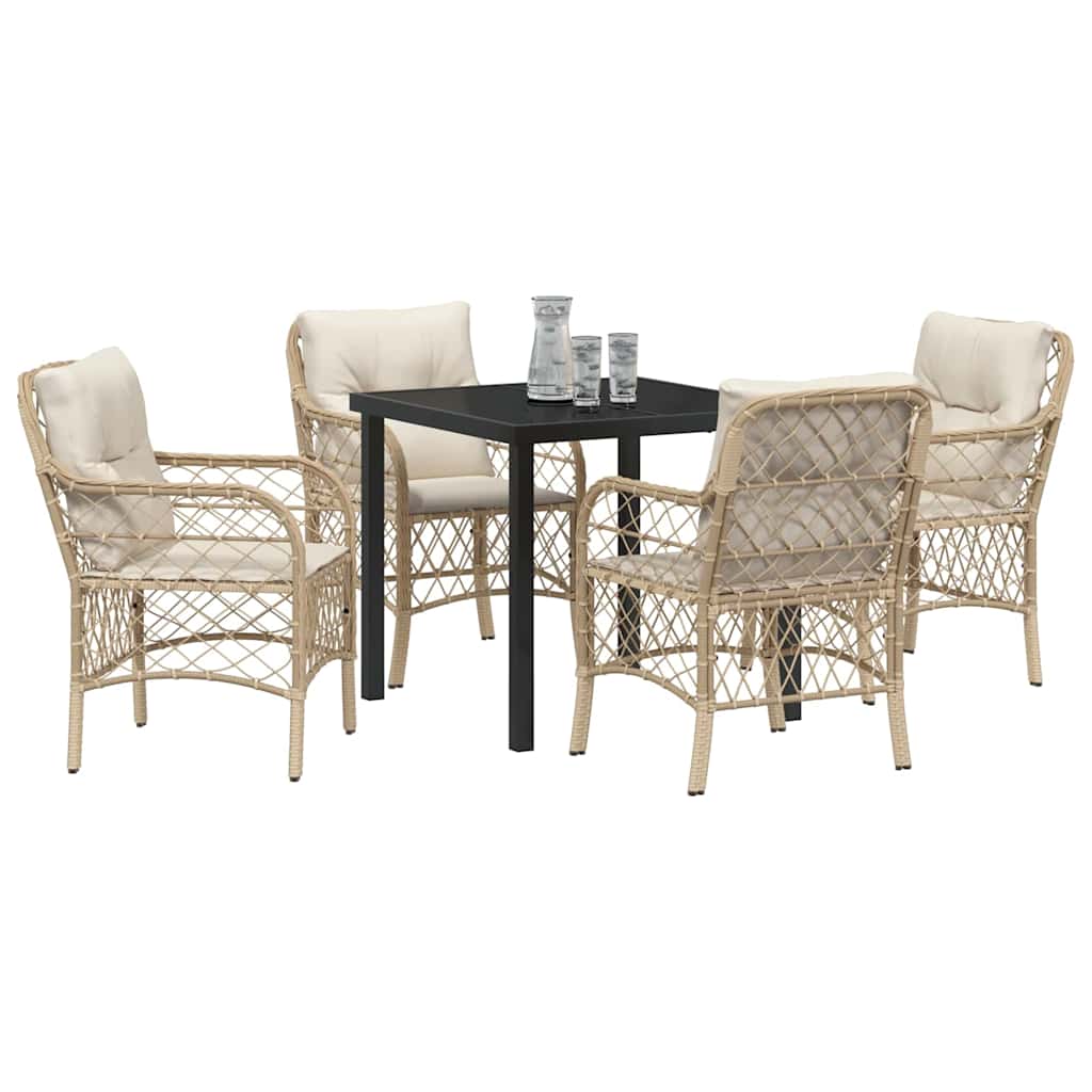 Garten Essgruppe mit Kissen 5 pcs Beige Poly-Rattan