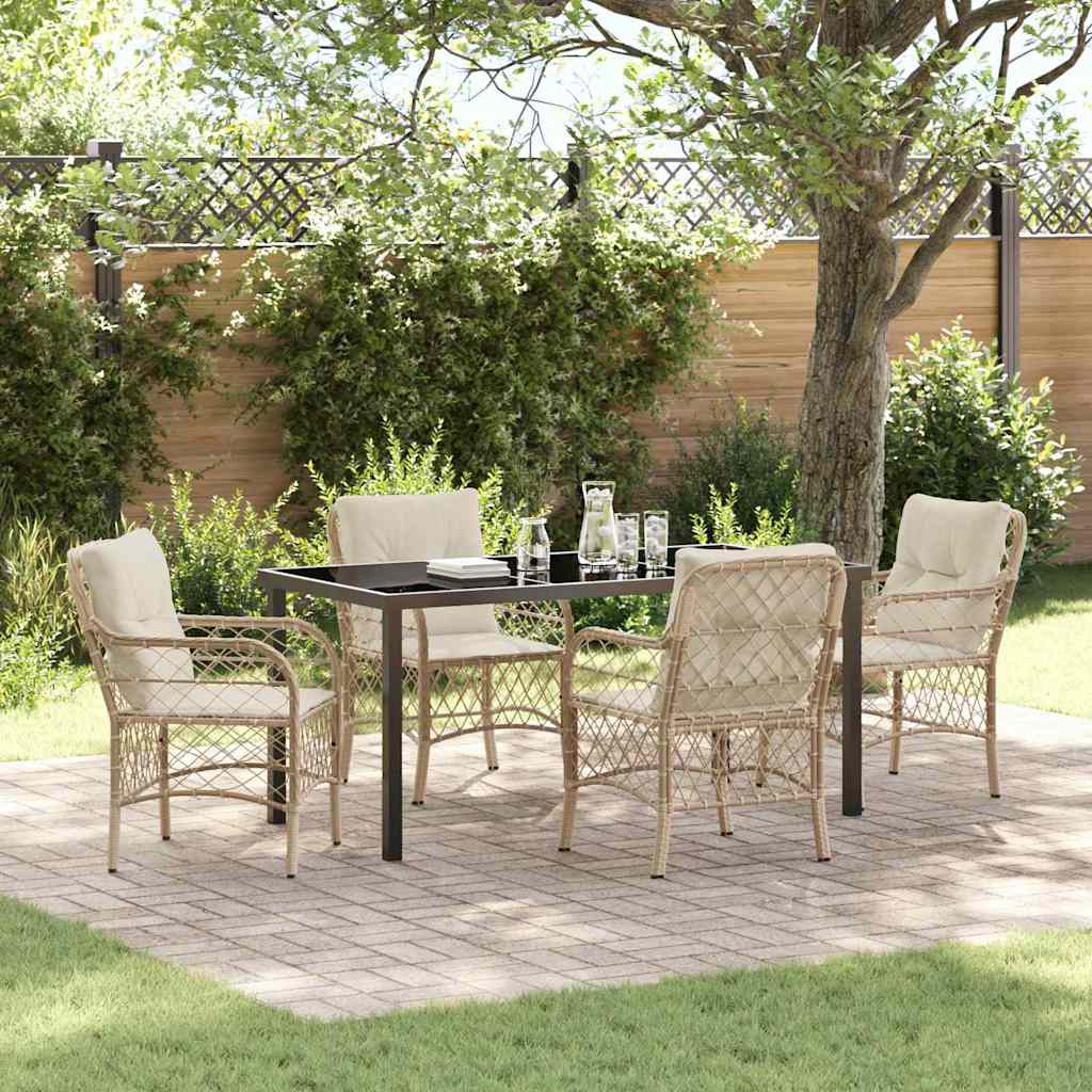 Garten Essgruppe mit Kissen 5 pcs Beige Poly-Rattan