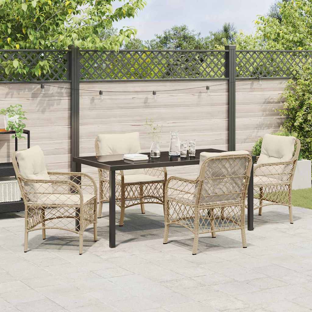 Garten Essgruppe mit Kissen 5 pcs Beige Poly-Rattan