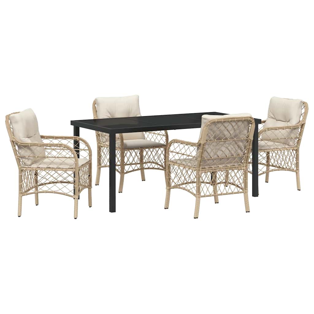 Garten Essgruppe mit Kissen 5 pcs Beige Poly-Rattan