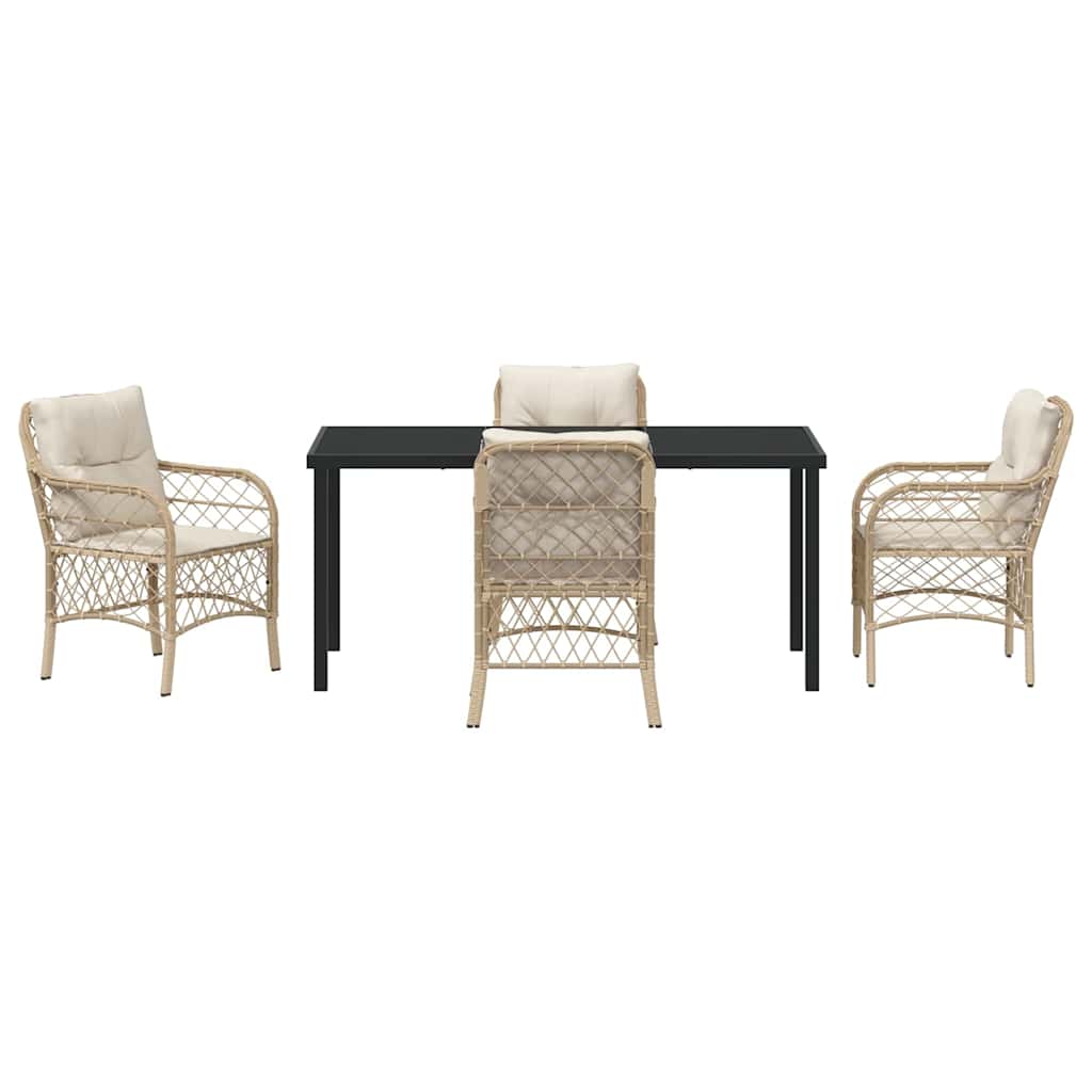 Garten Essgruppe mit Kissen 5 pcs Beige Poly-Rattan