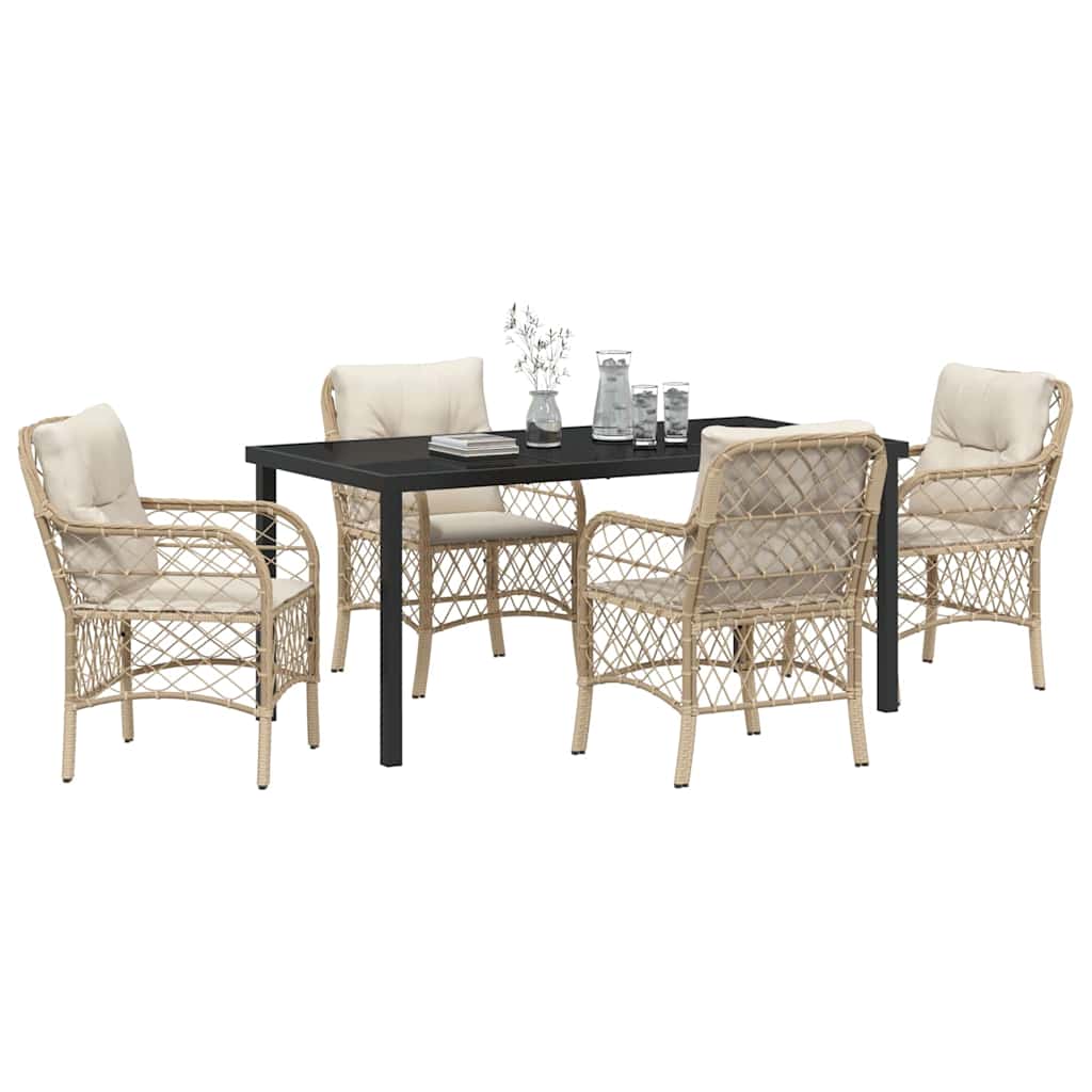 Garten Essgruppe mit Kissen 5 pcs Beige Poly-Rattan