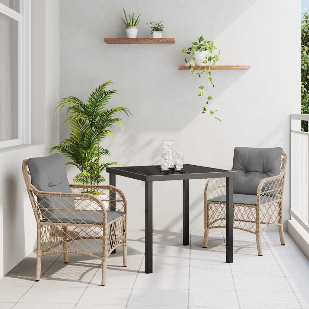 Garten Essgruppe mit Kissen 3 pcs Beige Poly-Rattan