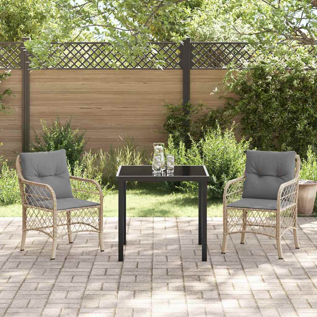 Garten Essgruppe mit Kissen 3 pcs Beige Poly-Rattan
