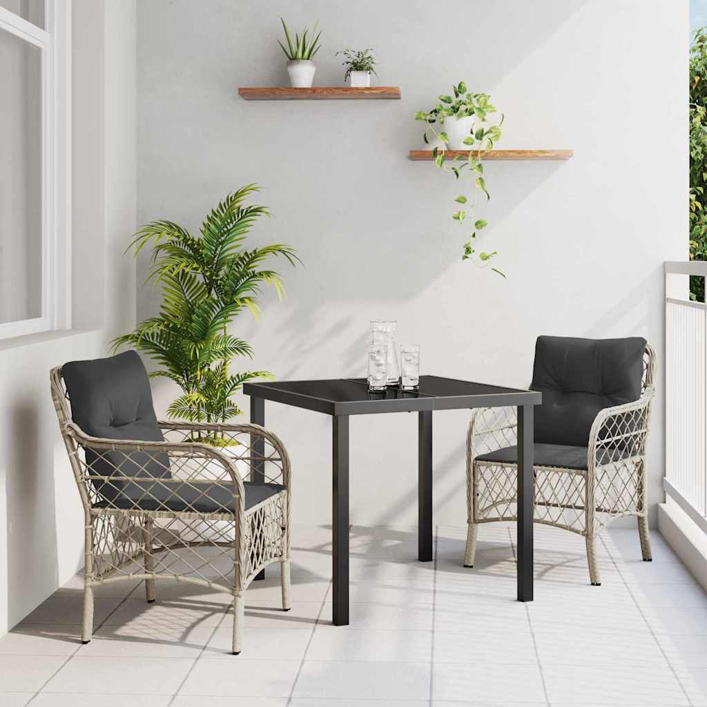 Garten Essgruppe mit Kissen 3 pcs Hellgrau Poly-Rattan