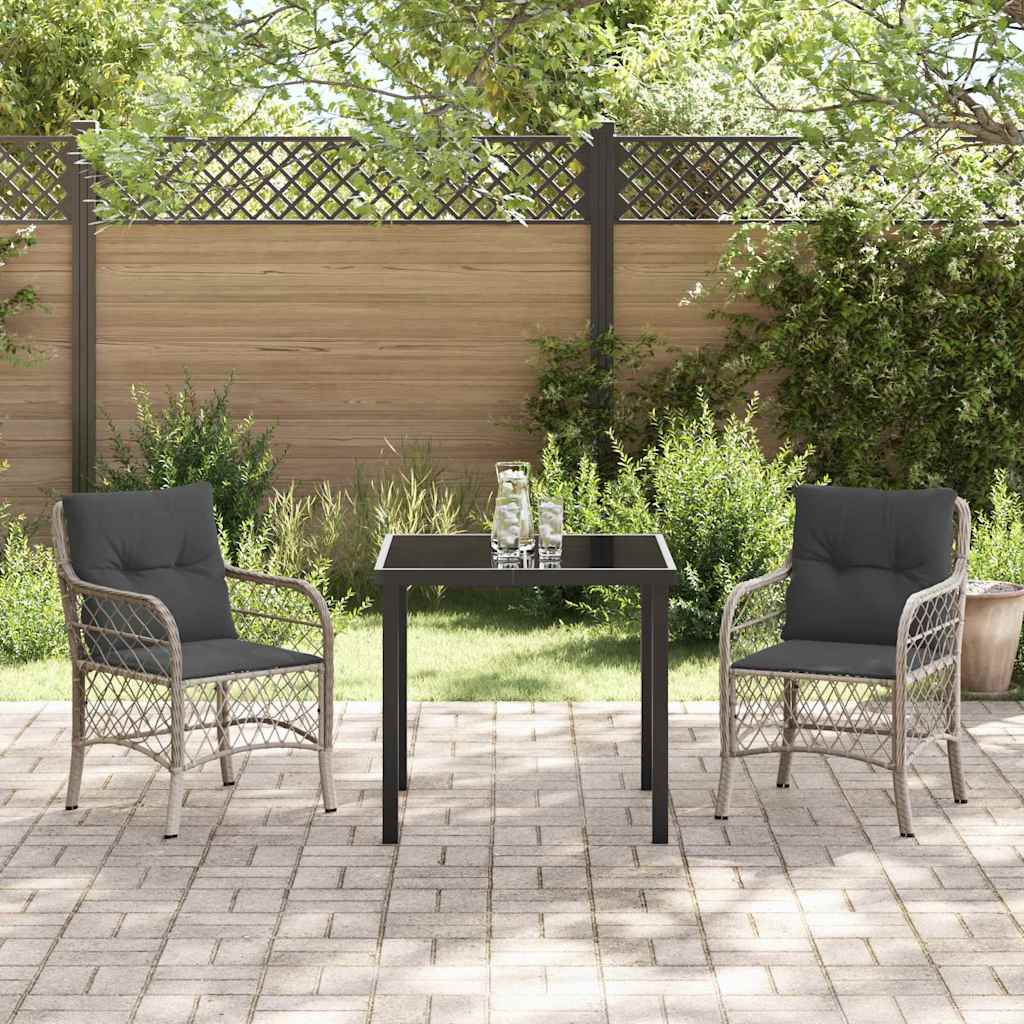 Garten Essgruppe mit Kissen 3 pcs Hellgrau Poly-Rattan
