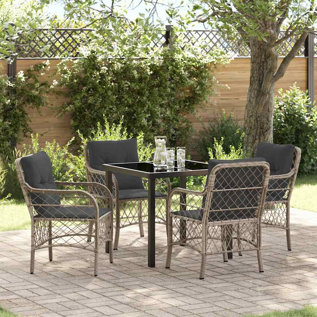 Garten Essgruppe mit Kissen 5 pcs Hellgrau Poly-Rattan