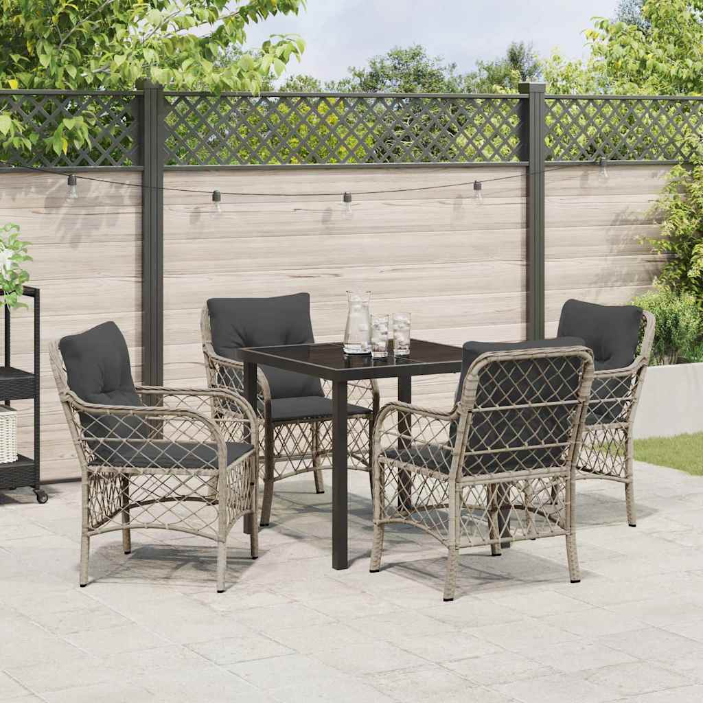Garten Essgruppe mit Kissen 5 pcs Hellgrau Poly-Rattan
