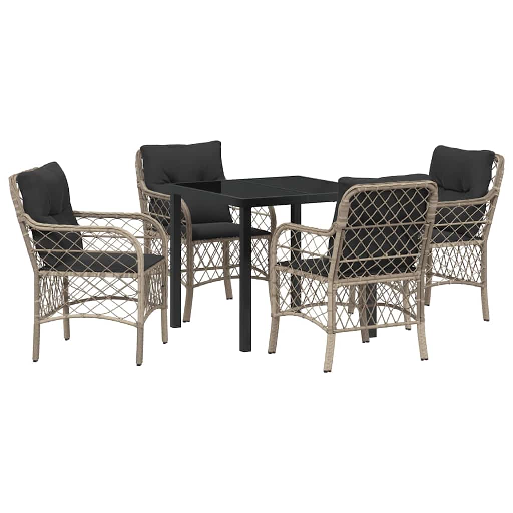 Garten Essgruppe mit Kissen 5 pcs Hellgrau Poly-Rattan