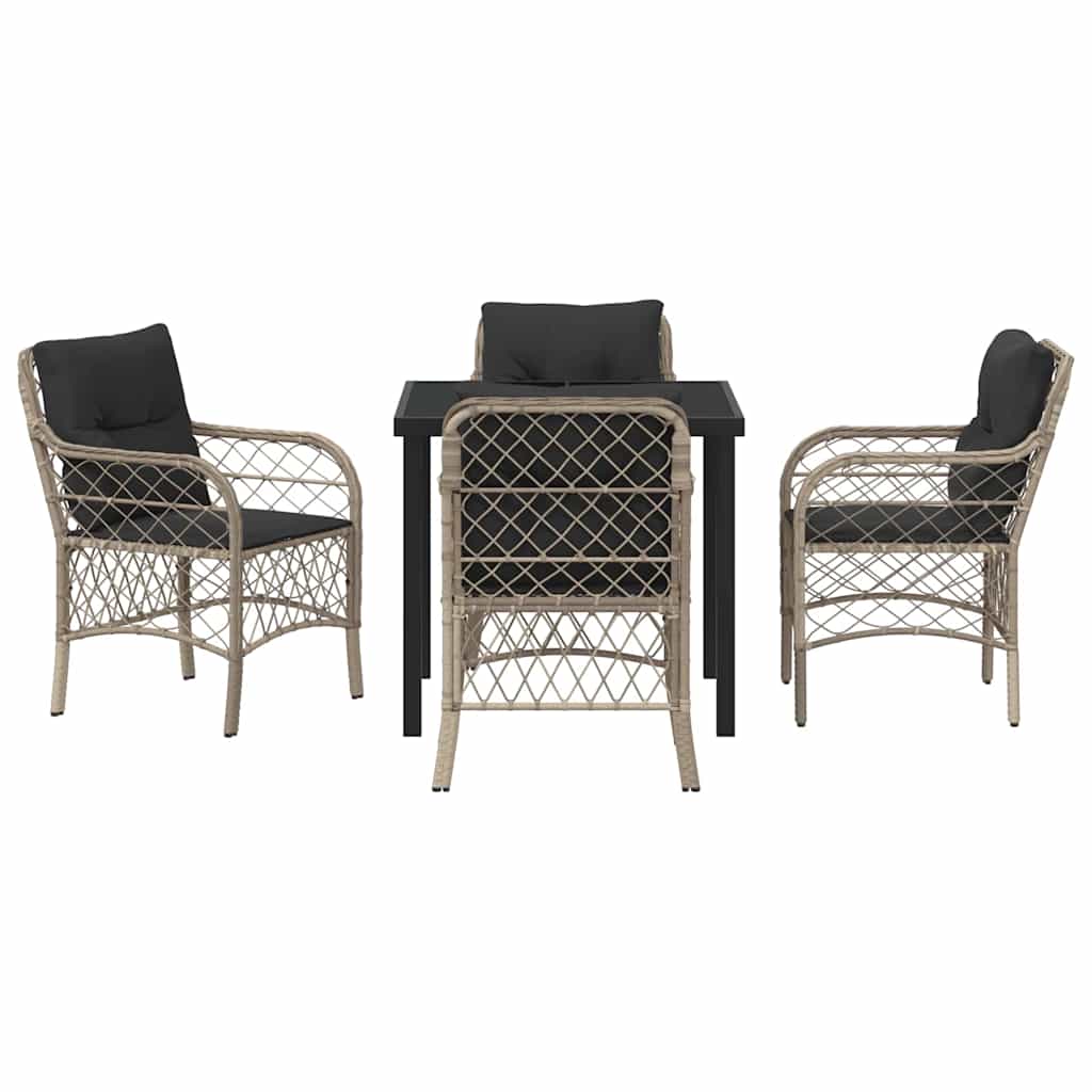Garten Essgruppe mit Kissen 5 pcs Hellgrau Poly-Rattan