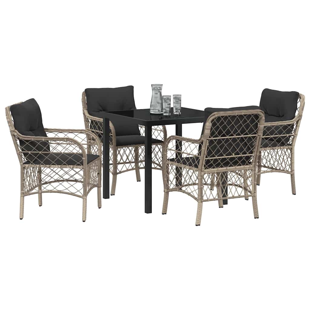 Garten Essgruppe mit Kissen 5 pcs Hellgrau Poly-Rattan