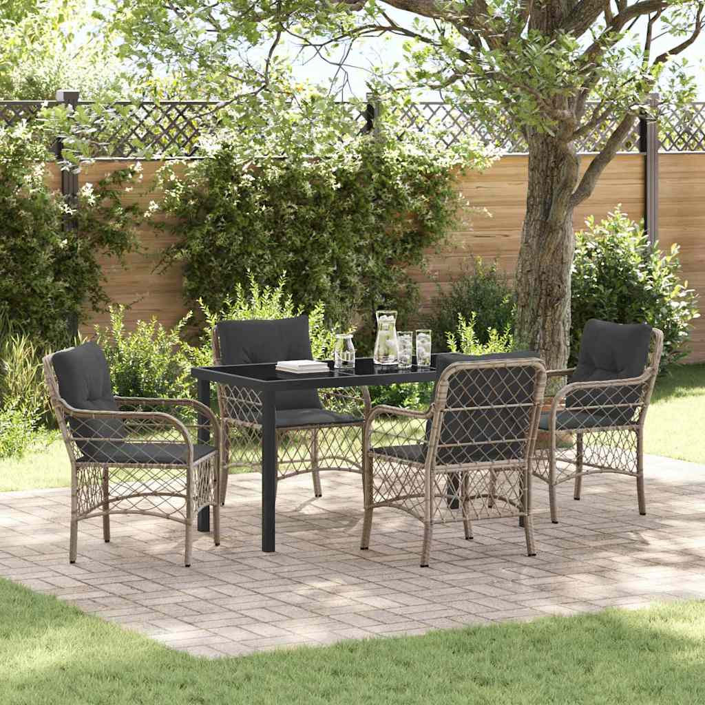 Garten Essgruppe mit Kissen 5 pcs Hellgrau Poly-Rattan