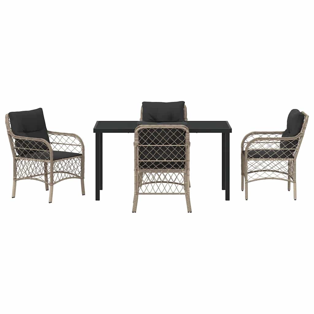 Garten Essgruppe mit Kissen 5 pcs Hellgrau Poly-Rattan