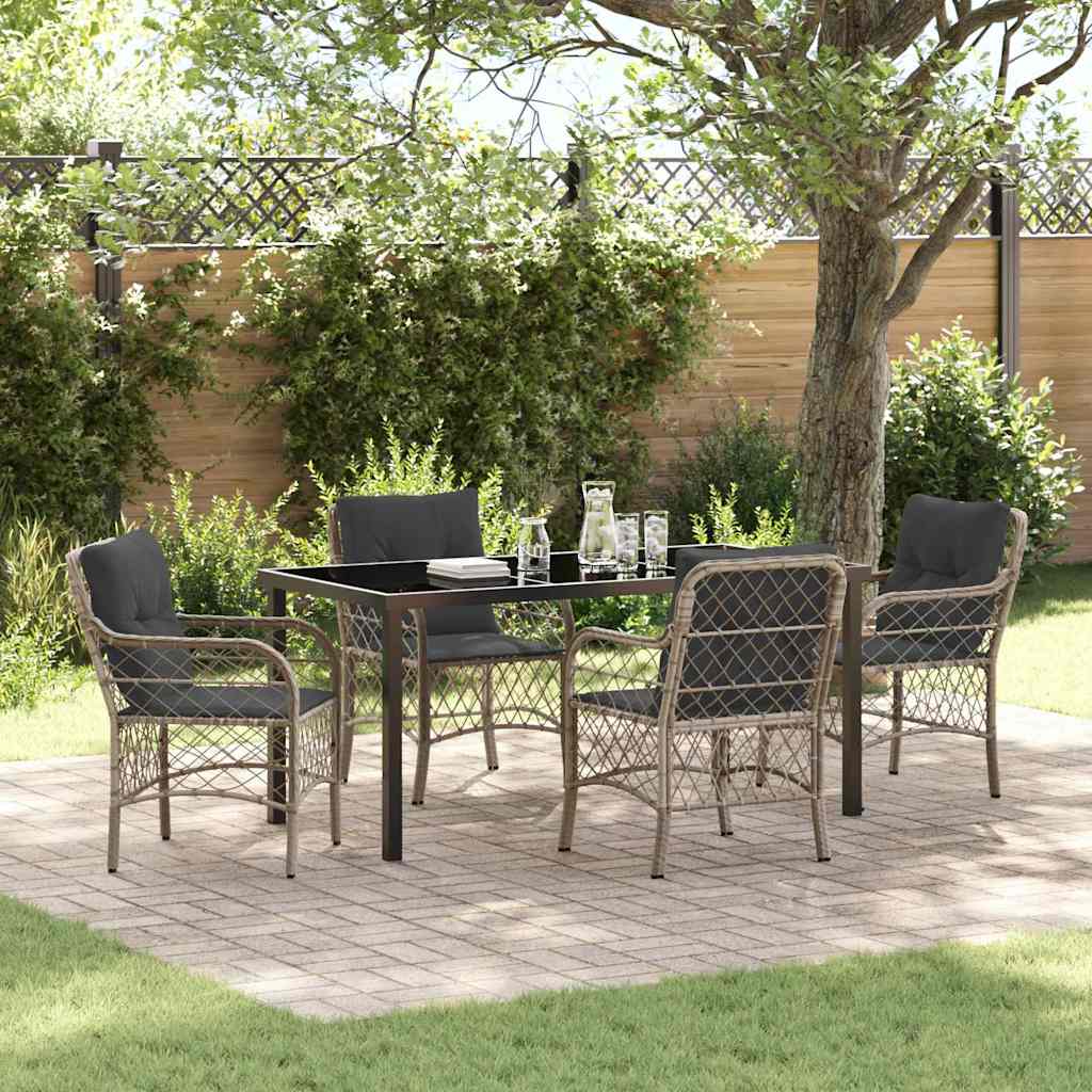 Garten Essgruppe mit Kissen 5 pcs Hellgrau Poly-Rattan