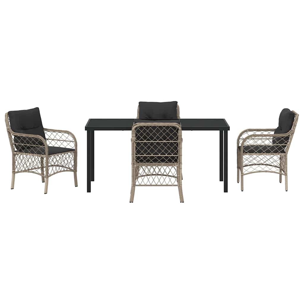 Garten Essgruppe mit Kissen 5 pcs Hellgrau Poly-Rattan