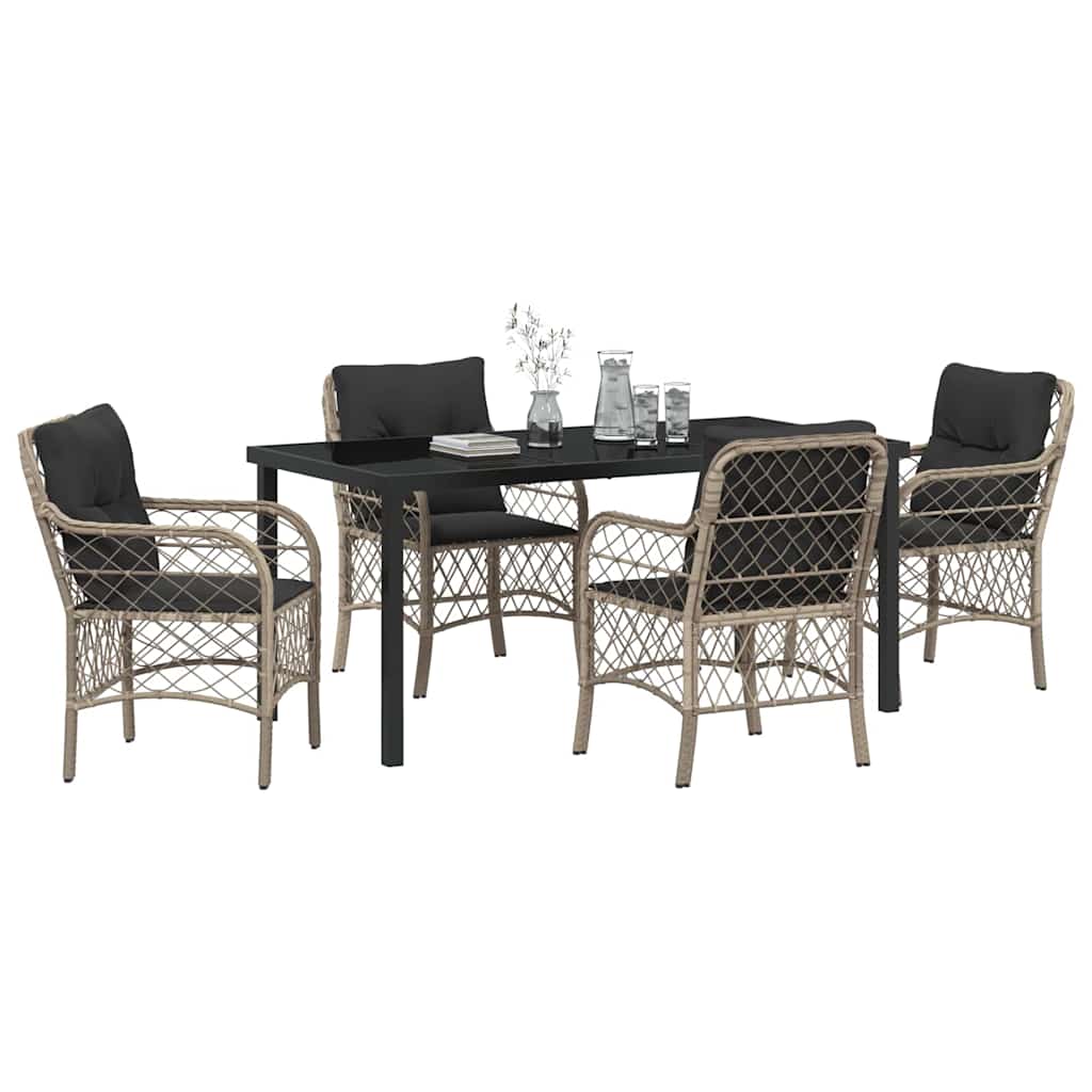 Garten Essgruppe mit Kissen 5 pcs Hellgrau Poly-Rattan