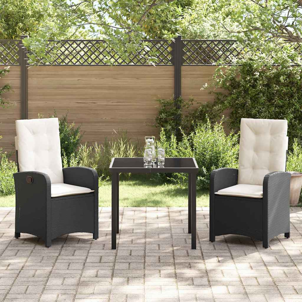 Garten Essgruppe mit Kissen 3 pcs Schwarz Poly-Rattan