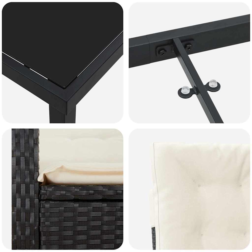 Garten Essgruppe mit Kissen 5 pcs Schwarz Poly-Rattan