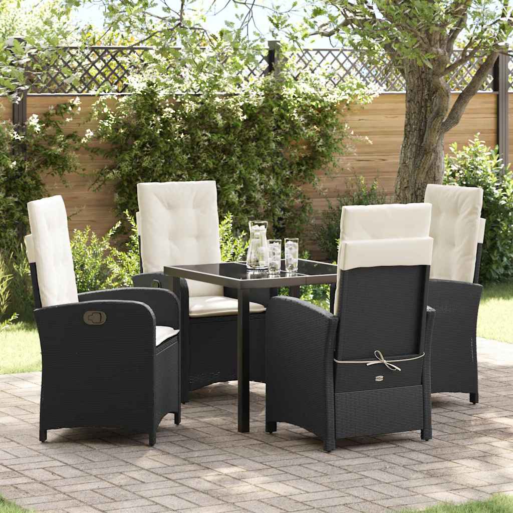 Garten Essgruppe mit Kissen 5 pcs Schwarz Poly-Rattan