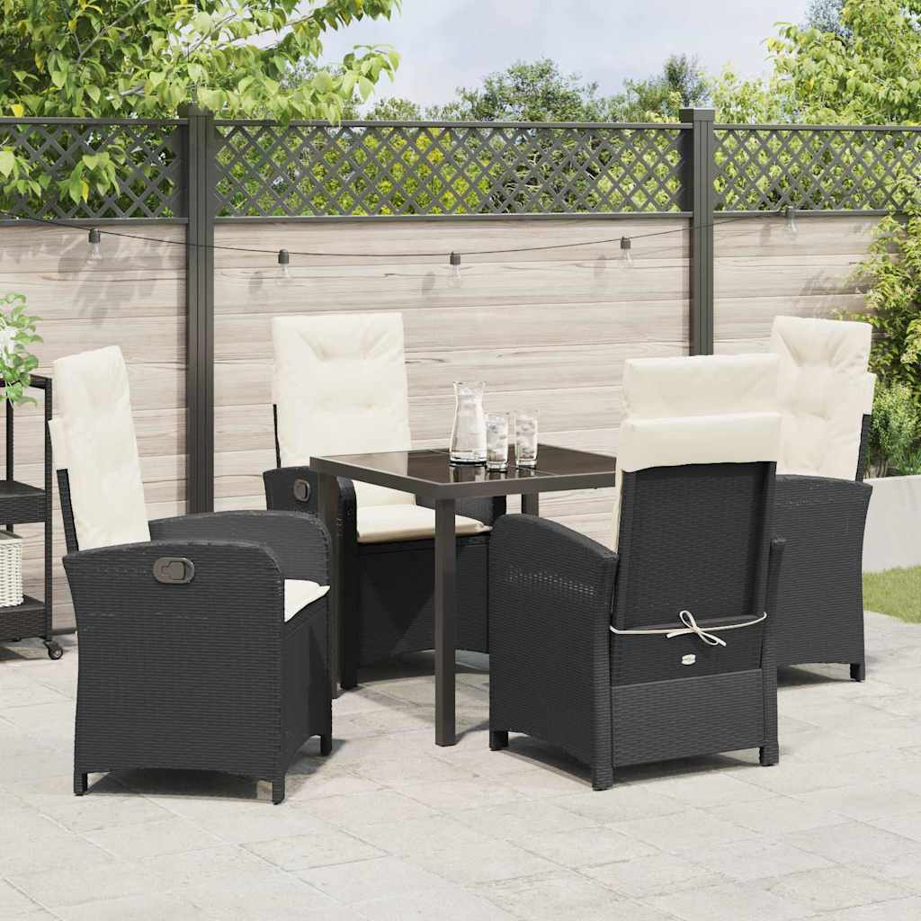 Garten Essgruppe mit Kissen 5 pcs Schwarz Poly-Rattan