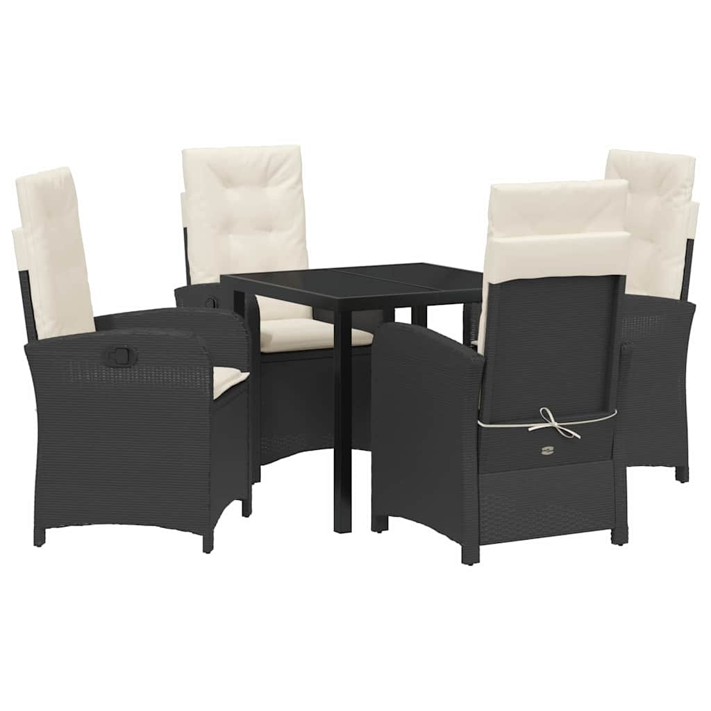 Garten Essgruppe mit Kissen 5 pcs Schwarz Poly-Rattan