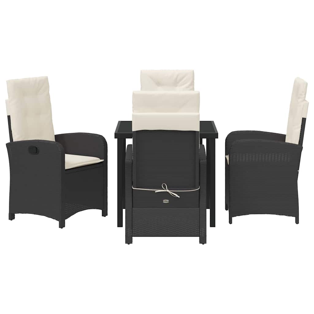Garten Essgruppe mit Kissen 5 pcs Schwarz Poly-Rattan
