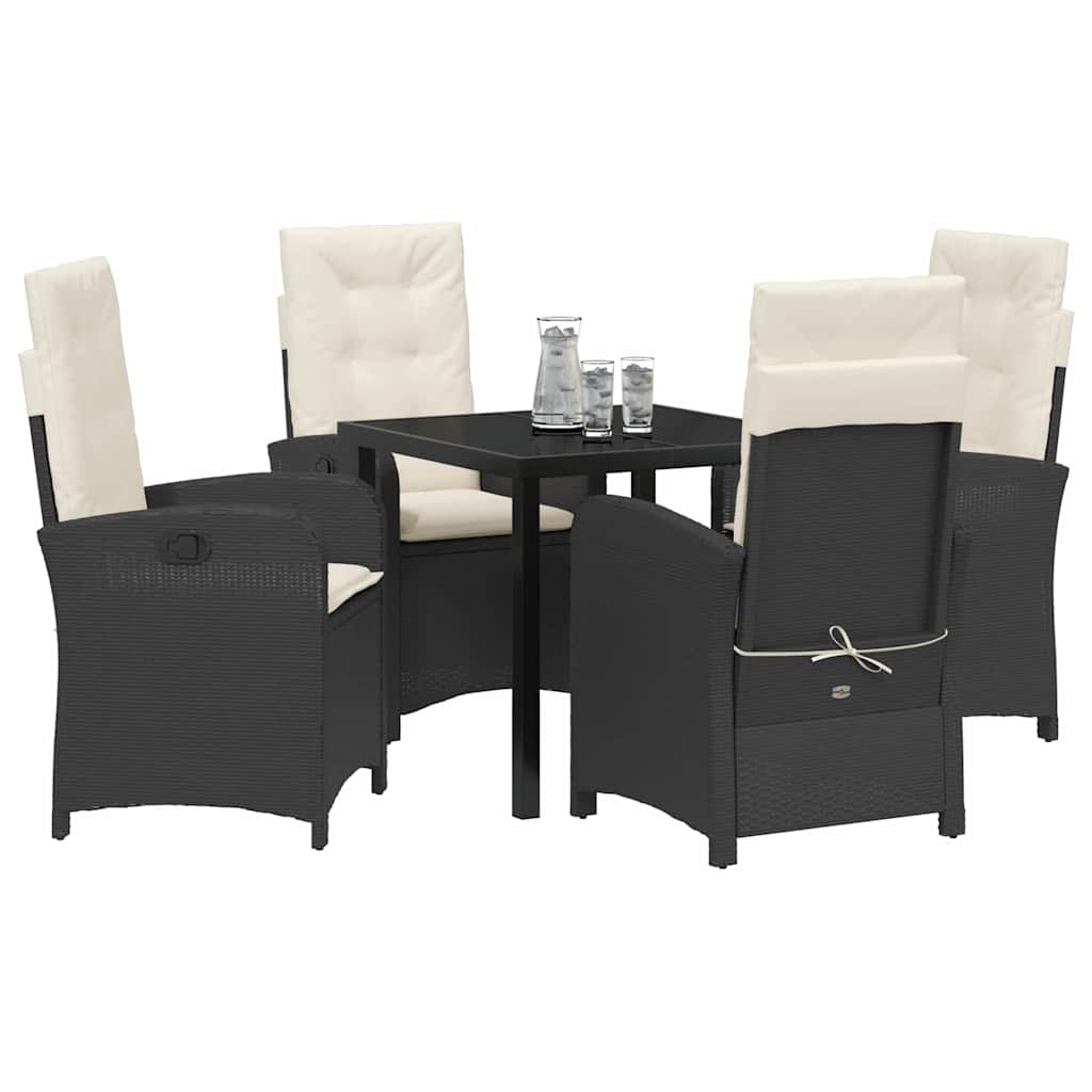 Garten Essgruppe mit Kissen 5 pcs Schwarz Poly-Rattan