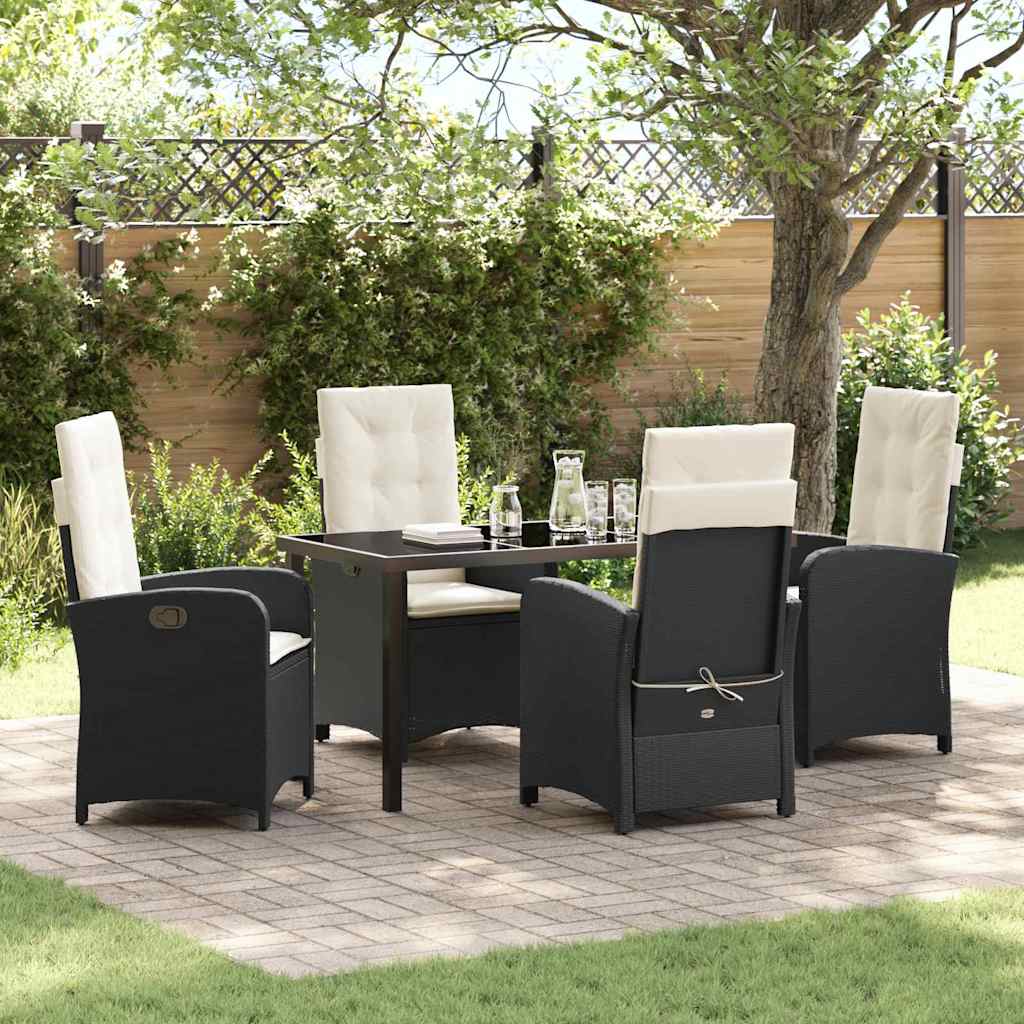 Garten Essgruppe mit Kissen 5 pcs Schwarz Poly-Rattan