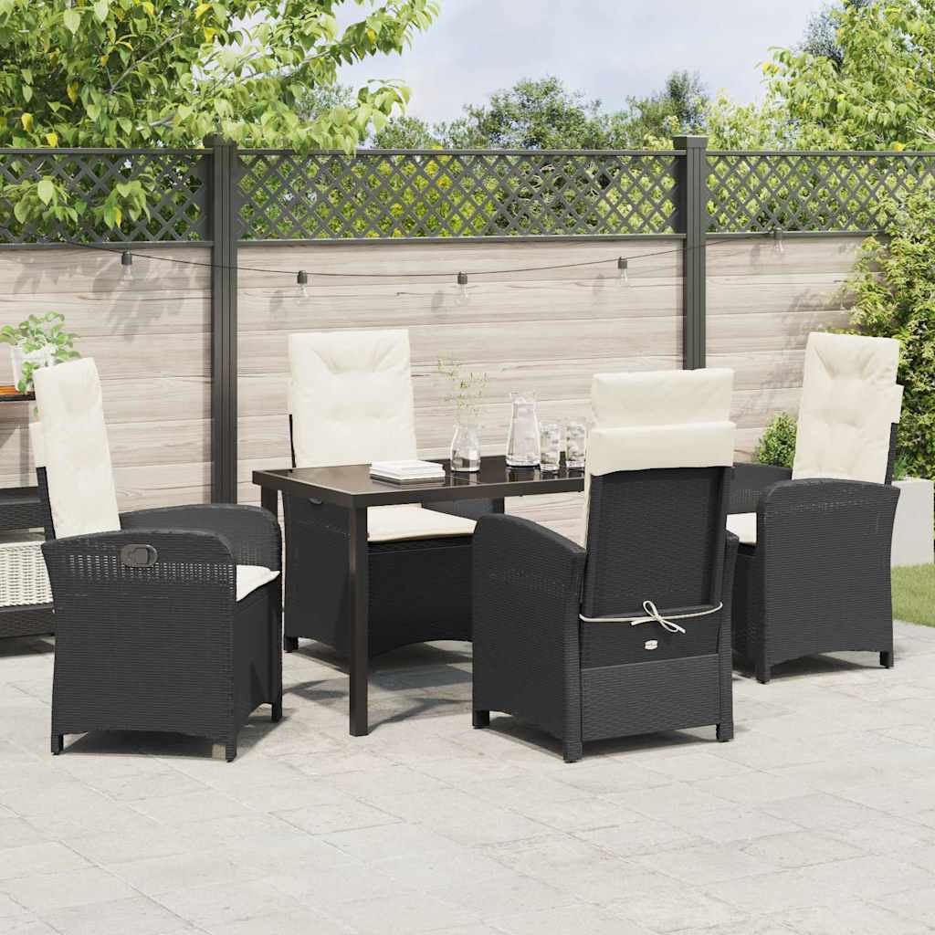 Garten Essgruppe mit Kissen 5 pcs Schwarz Poly-Rattan