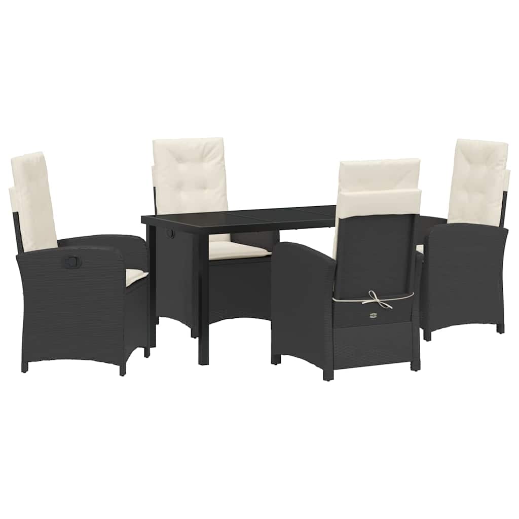 Garten Essgruppe mit Kissen 5 pcs Schwarz Poly-Rattan