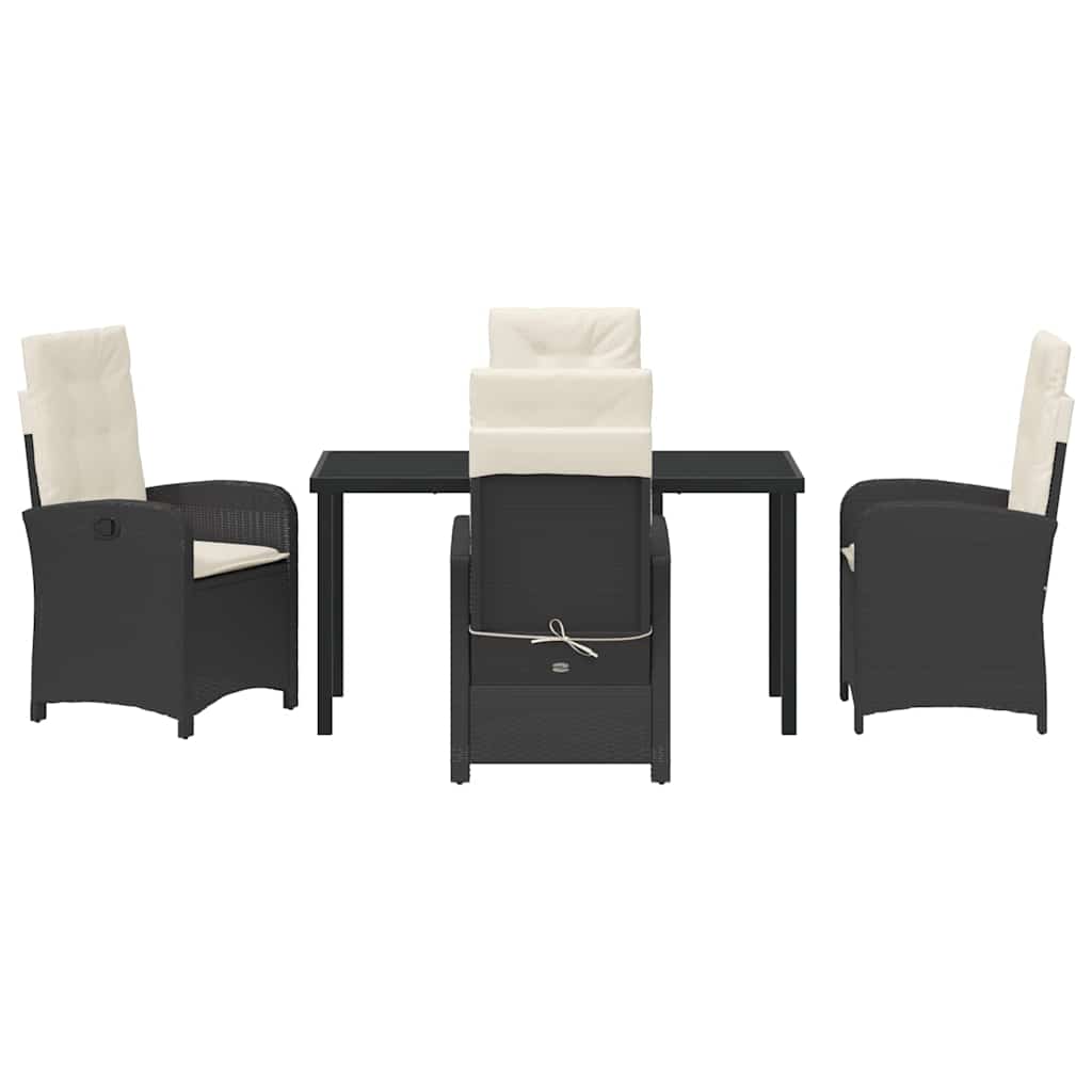 Garten Essgruppe mit Kissen 5 pcs Schwarz Poly-Rattan