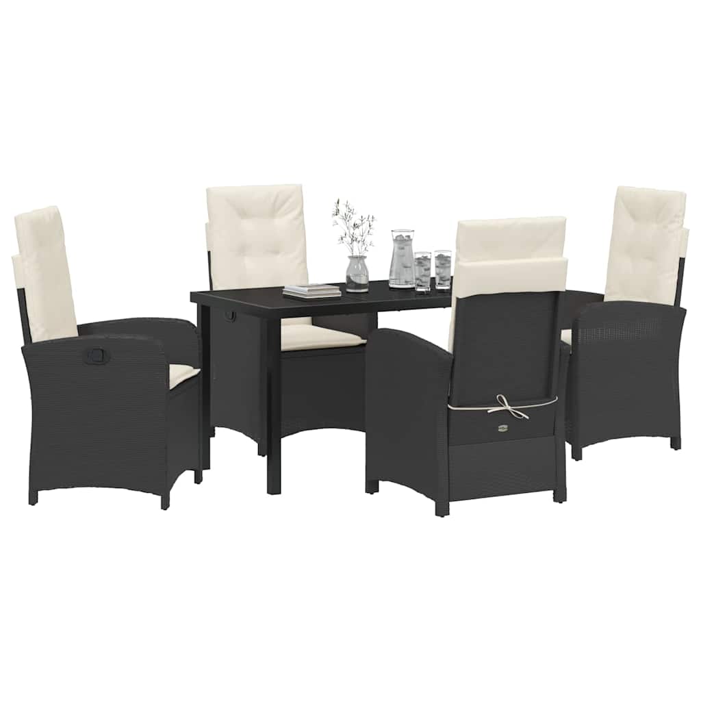 Garten Essgruppe mit Kissen 5 pcs Schwarz Poly-Rattan