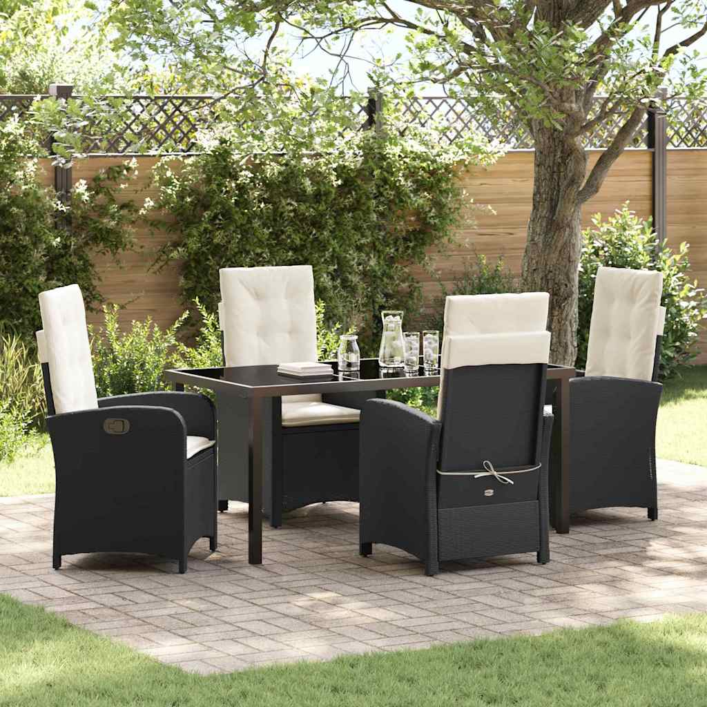 Garten Essgruppe mit Kissen 5 pcs Schwarz Poly-Rattan