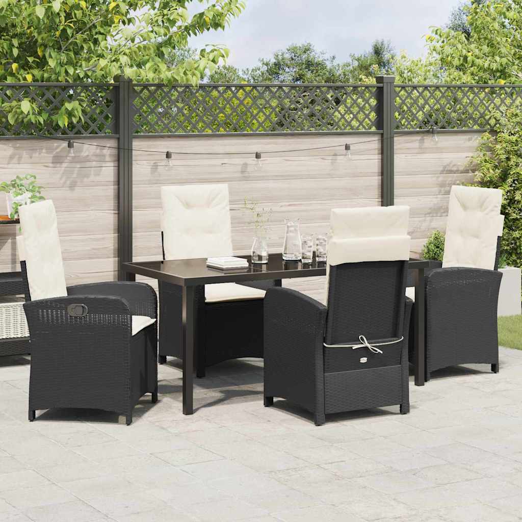 Garten Essgruppe mit Kissen 5 pcs Schwarz Poly-Rattan