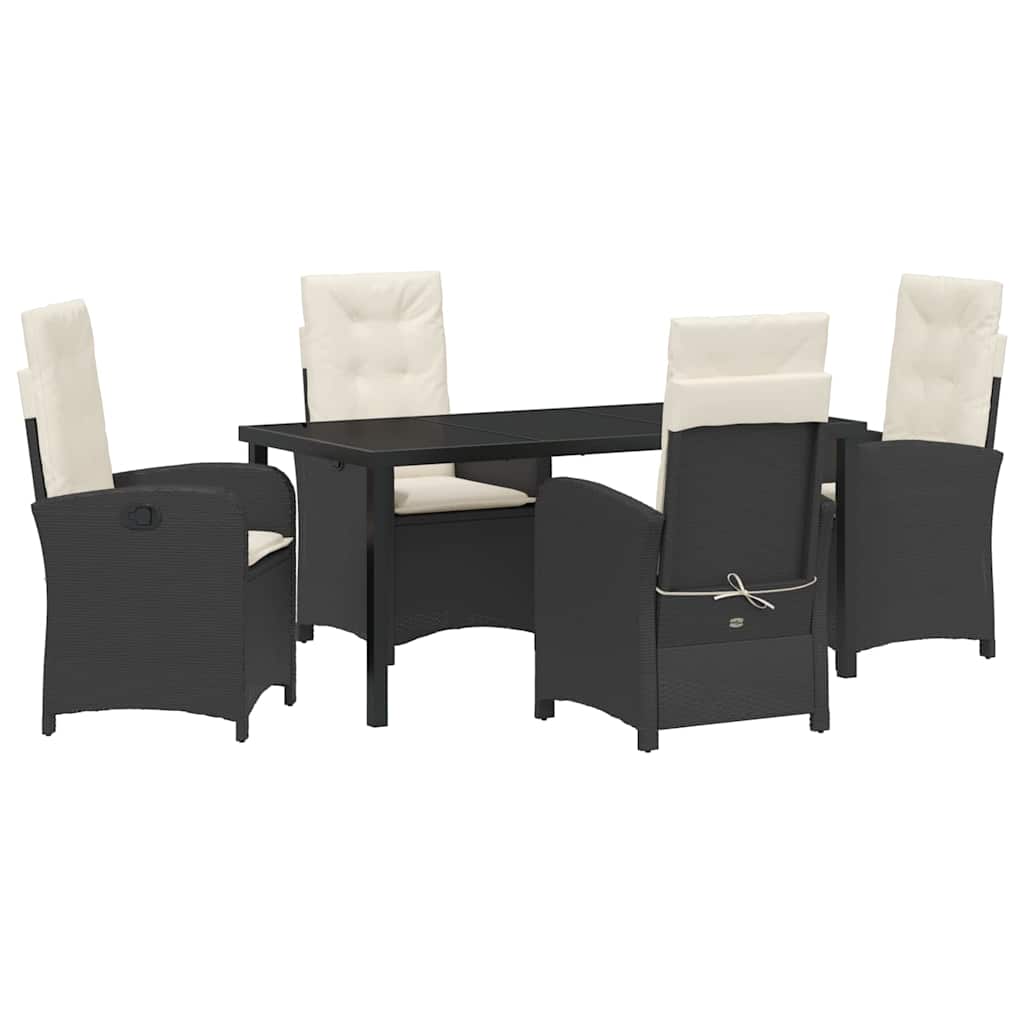 Garten Essgruppe mit Kissen 5 pcs Schwarz Poly-Rattan