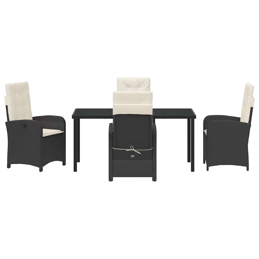 Garten Essgruppe mit Kissen 5 pcs Schwarz Poly-Rattan