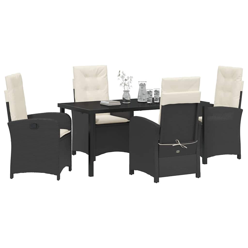 Garten Essgruppe mit Kissen 5 pcs Schwarz Poly-Rattan