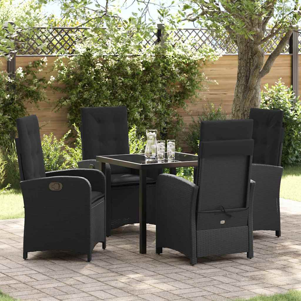 Garten Essgruppe mit Kissen 5 pcs Schwarz Poly-Rattan