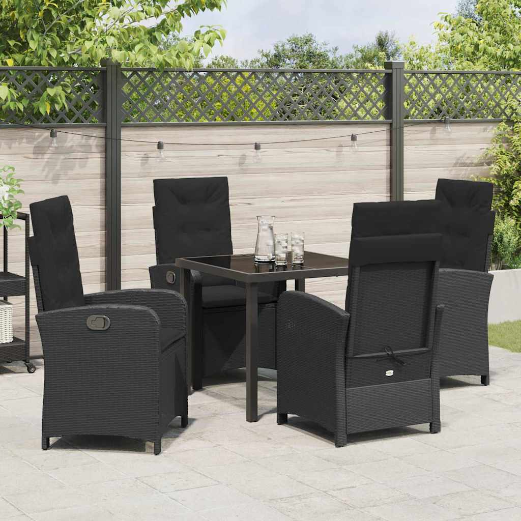 Garten Essgruppe mit Kissen 5 pcs Schwarz Poly-Rattan