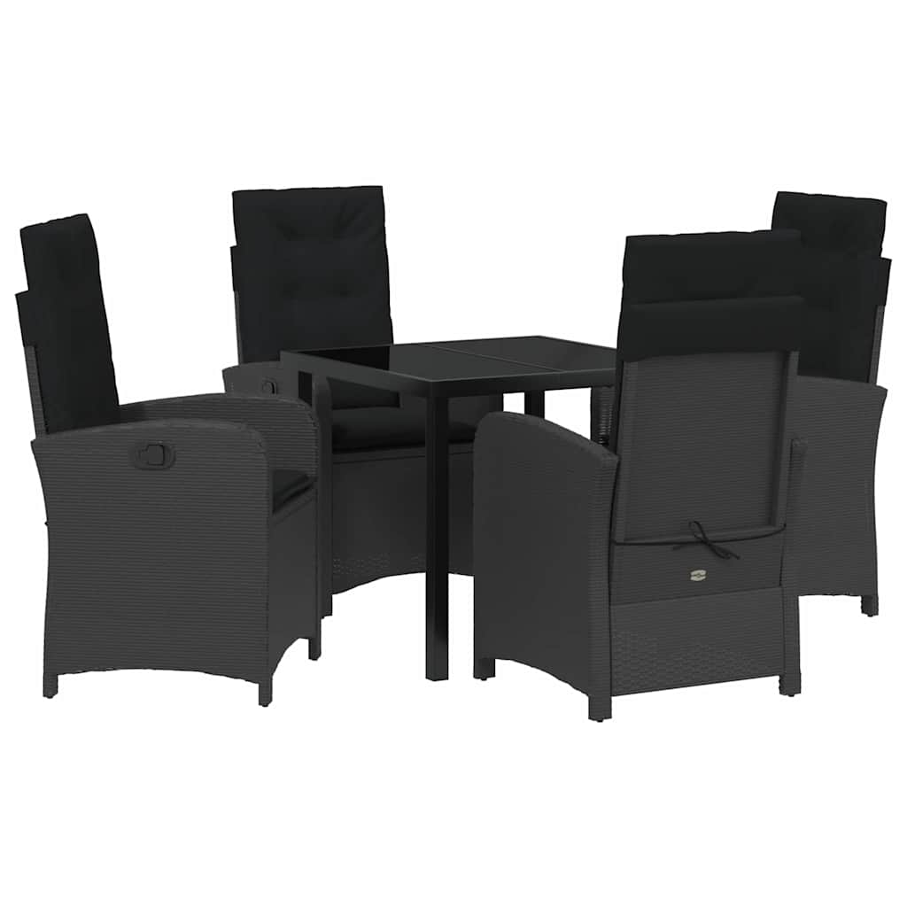 Garten Essgruppe mit Kissen 5 pcs Schwarz Poly-Rattan