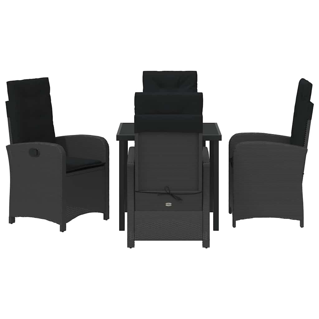 Garten Essgruppe mit Kissen 5 pcs Schwarz Poly-Rattan