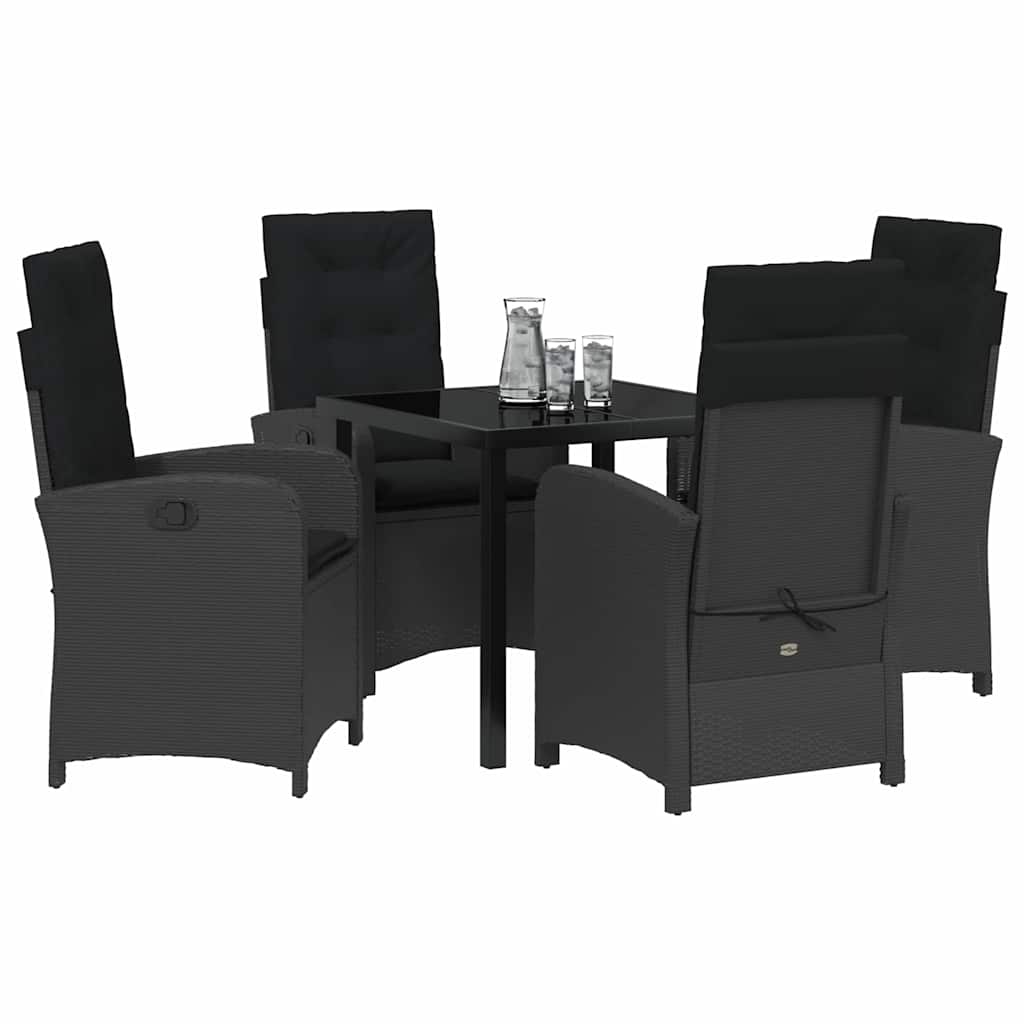 Garten Essgruppe mit Kissen 5 pcs Schwarz Poly-Rattan