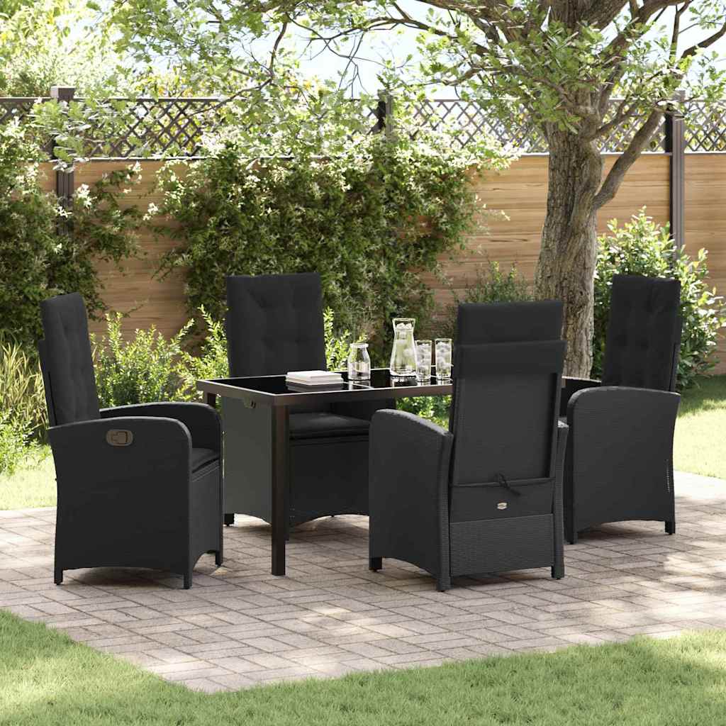Garten Essgruppe mit Kissen 5 pcs Schwarz Poly-Rattan