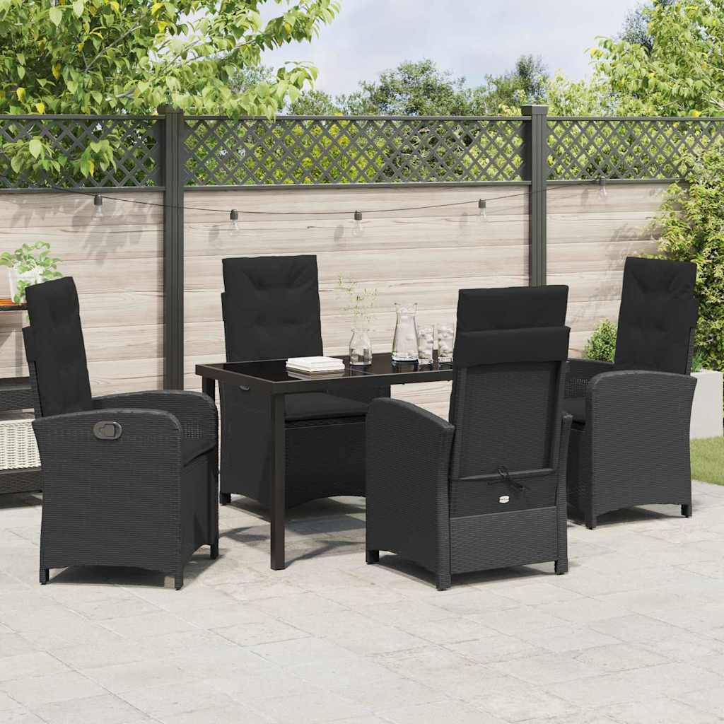 Garten Essgruppe mit Kissen 5 pcs Schwarz Poly-Rattan